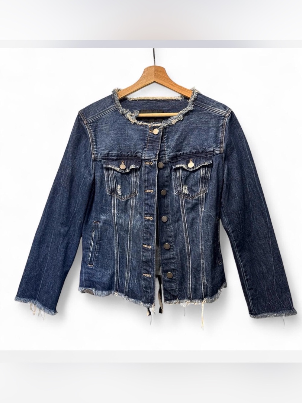 Liverpool Dark Blue Distressed Denim Jacket Stylist size M